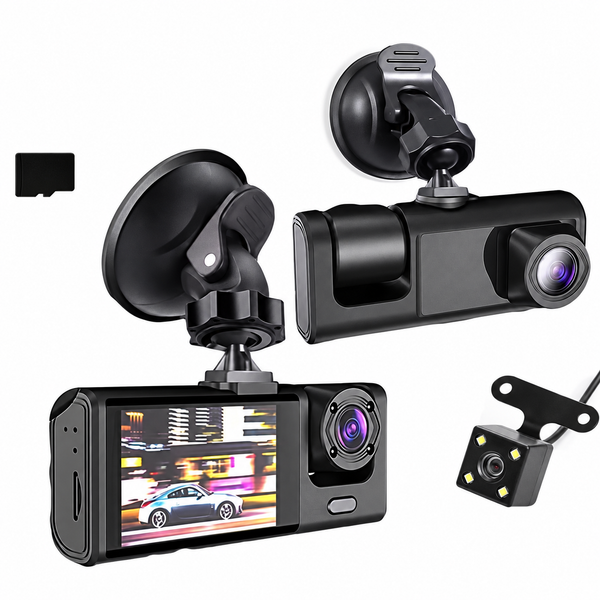 Dashcam voiture Habitacle – 2 ou 3 caméras avant, intérieur et arrière, vision de nuit