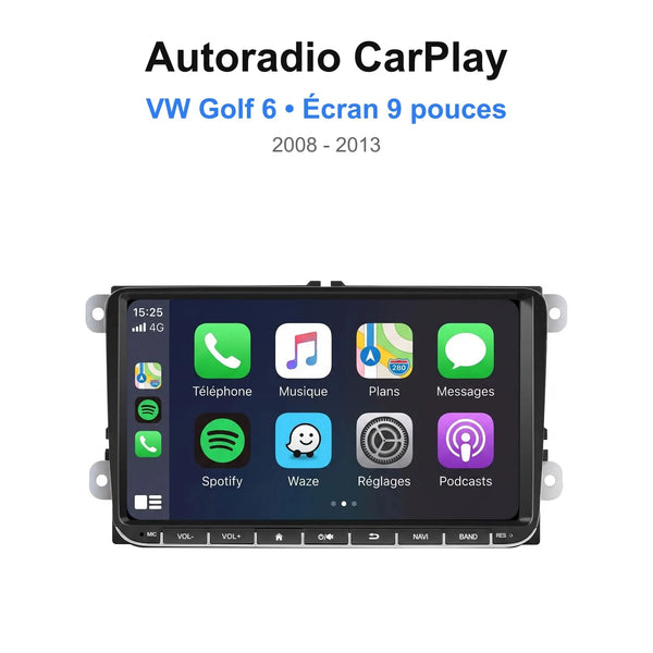 Autoradio CarPlay VW Golf 6 - Écran 9 pouces (2008-2013)