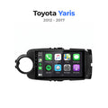 Autoradio CarPlay pour Toyota Yaris (2012-2017) sur fond blanc, écran allumé sur l'accueil Apple CarPlay en français