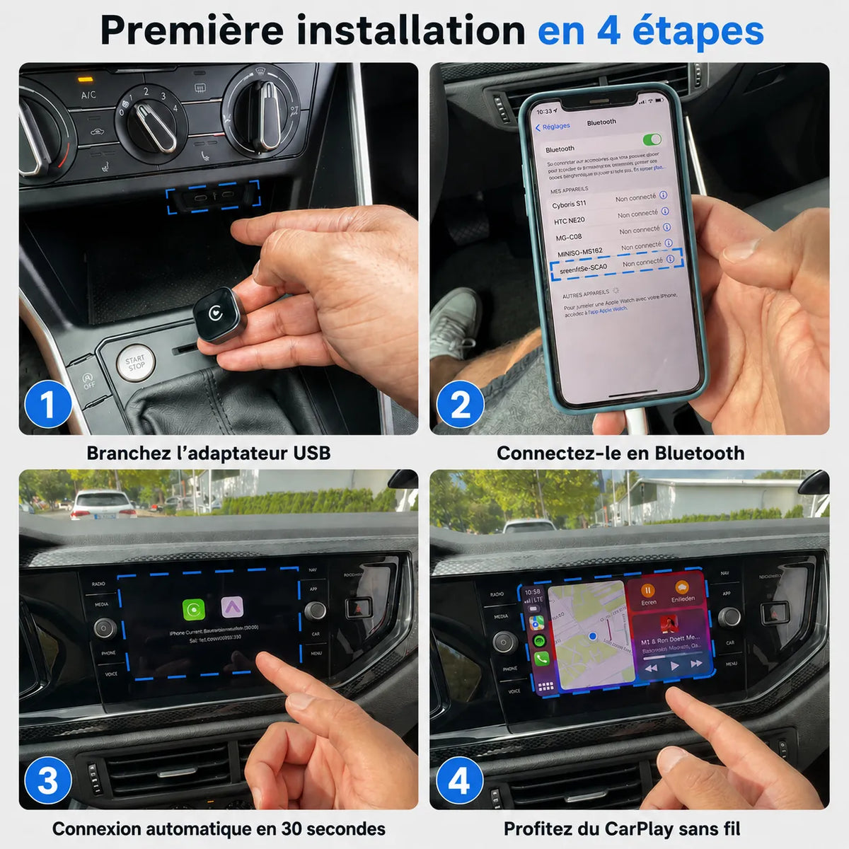 Adaptateur CarPlay sans fil USB