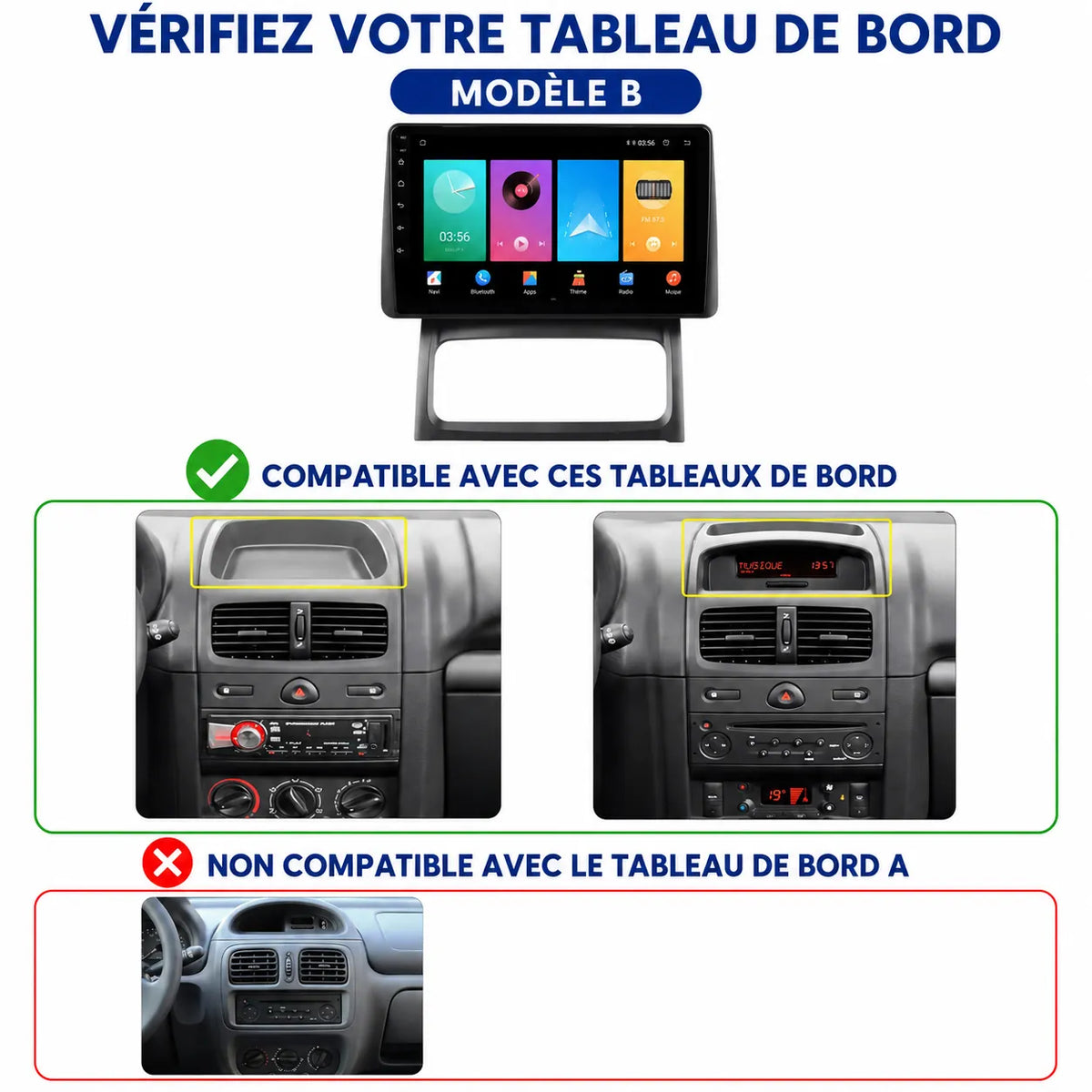 Autoradio CarPlay Clio 2 Type B (2000-2012)