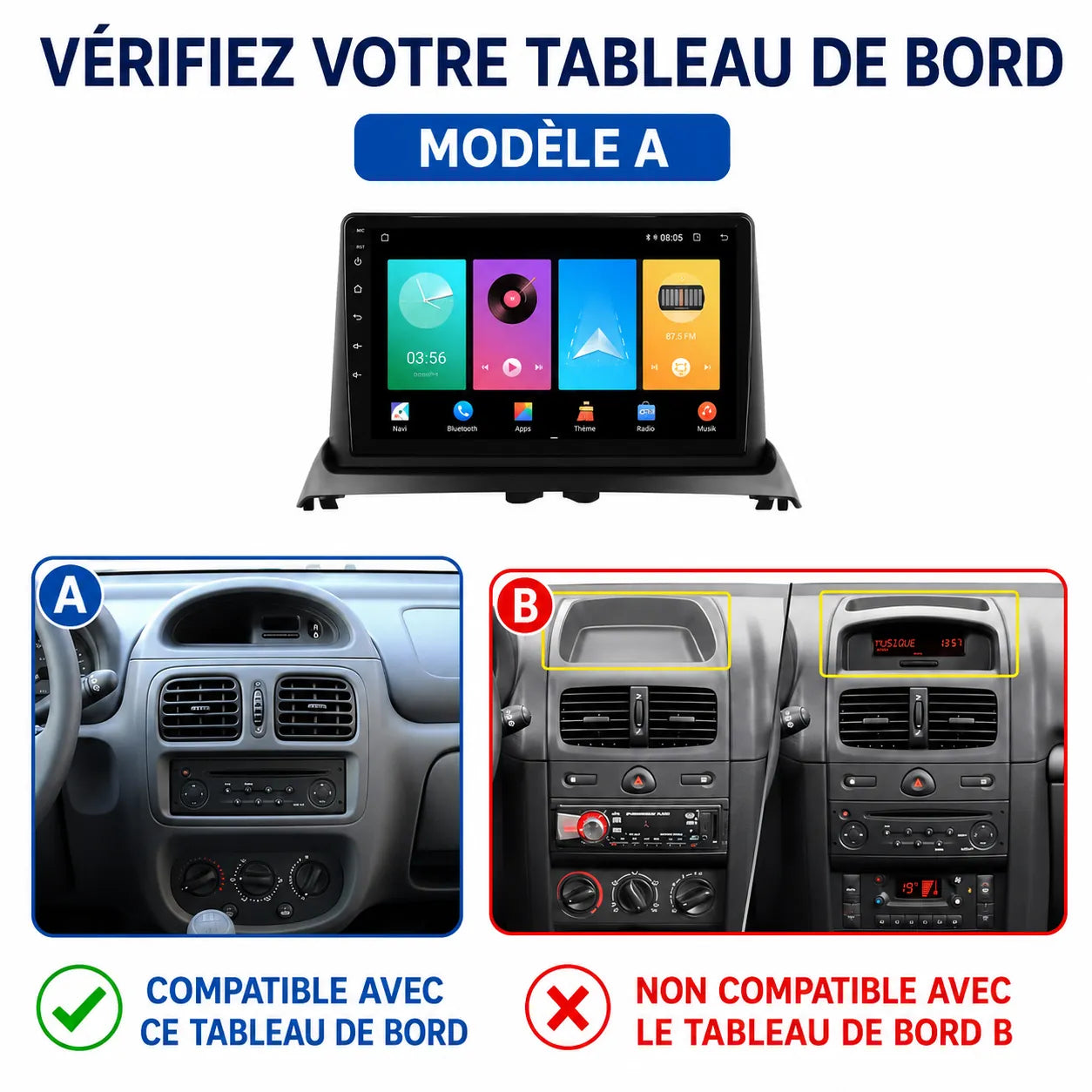 Autoradio CarPlay Clio 2 Type A (2000-2012)