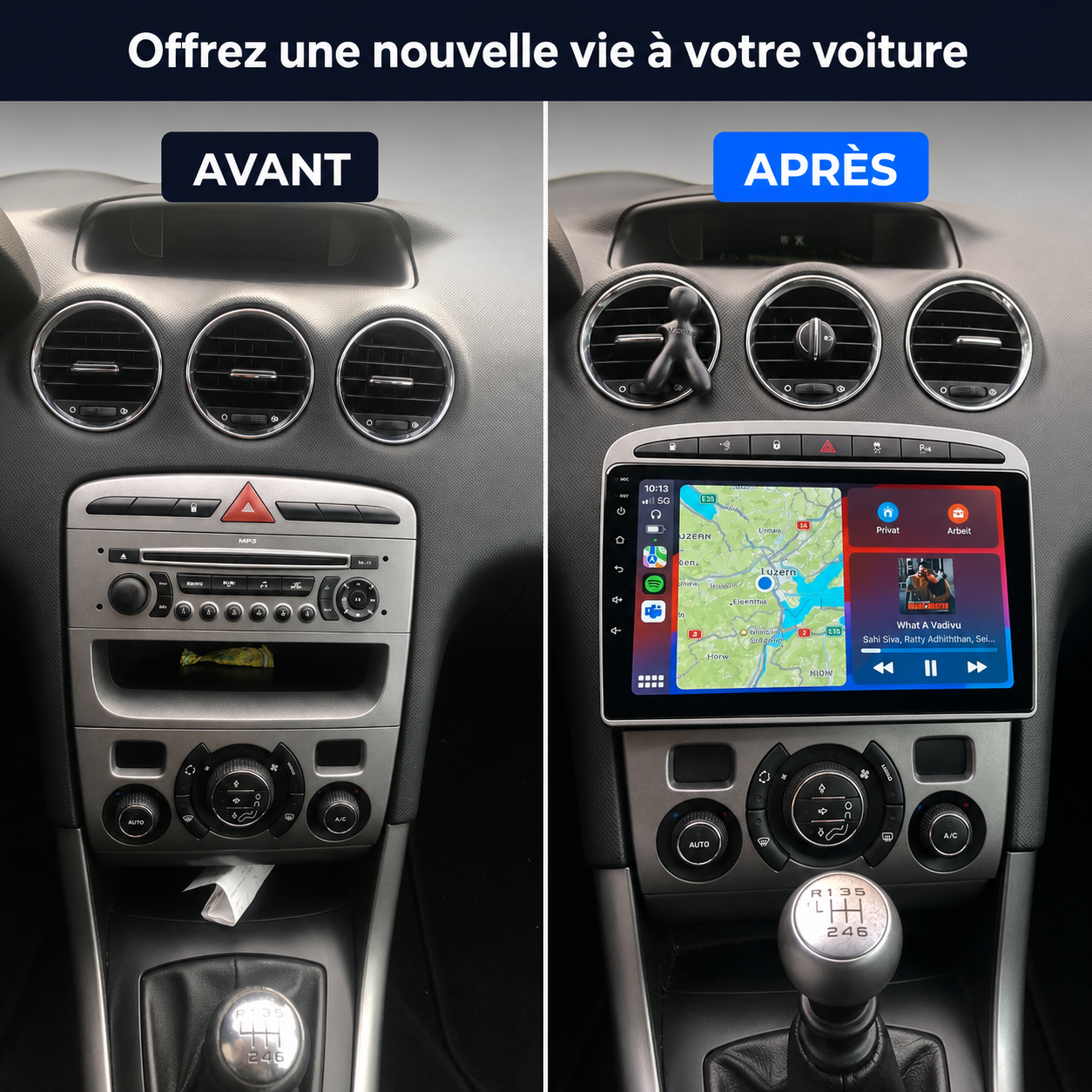 Autoradio CarPlay Peugeot 308 (2007-2013)