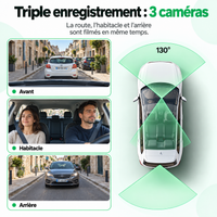 Dashcam voiture Habitacle – 2 ou 3 caméras avant, intérieur et arrière, vision de nuit 5