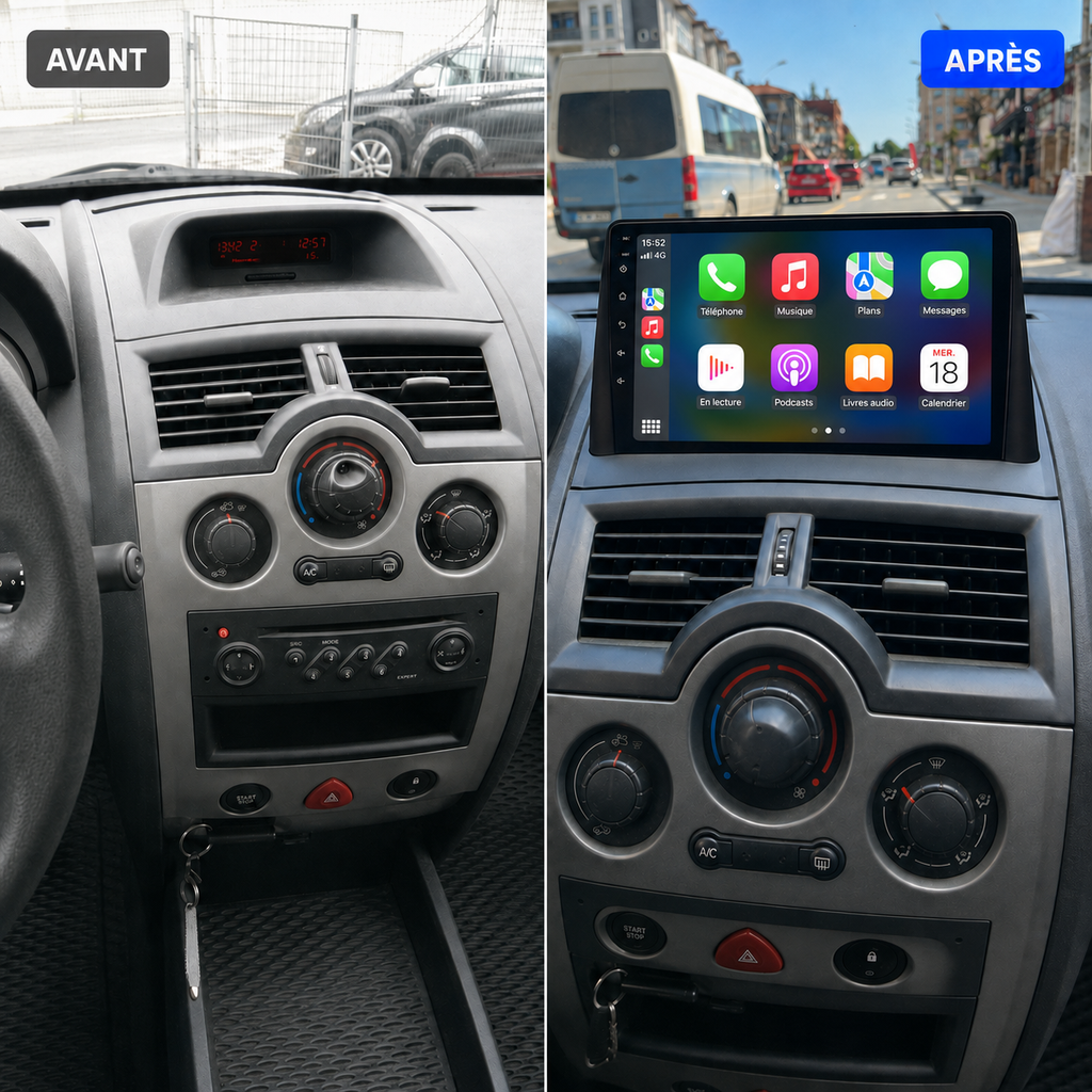 Autoradio CarPlay Mégane 2 - Écran haut (2002-2009)
