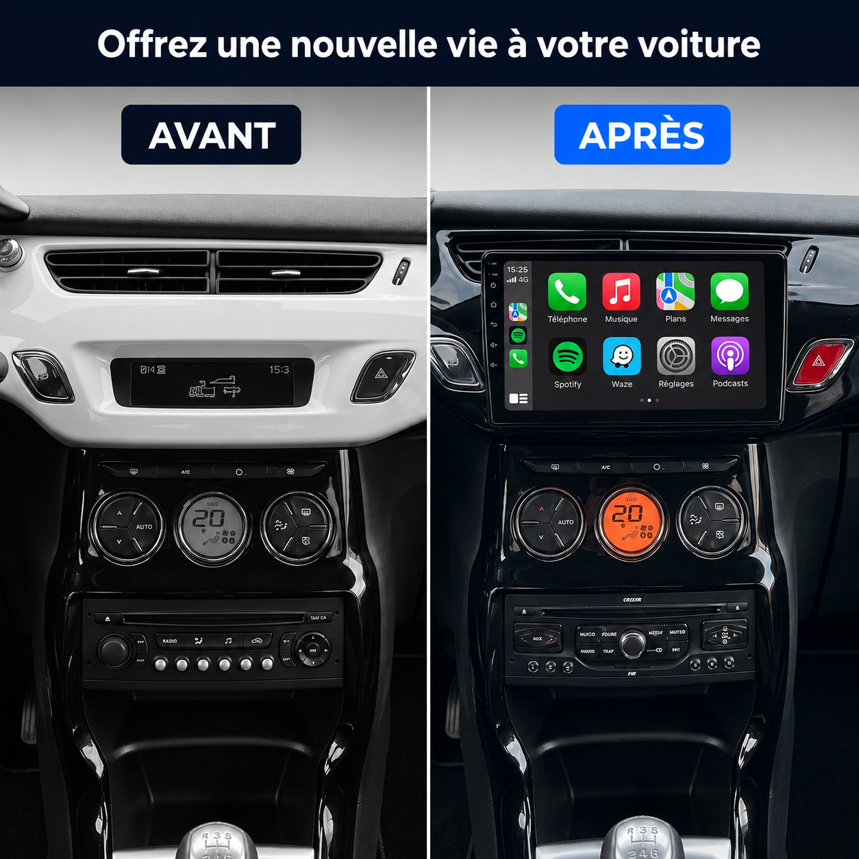 Autoradio CarPlay Citroën DS3 (2010-2016)