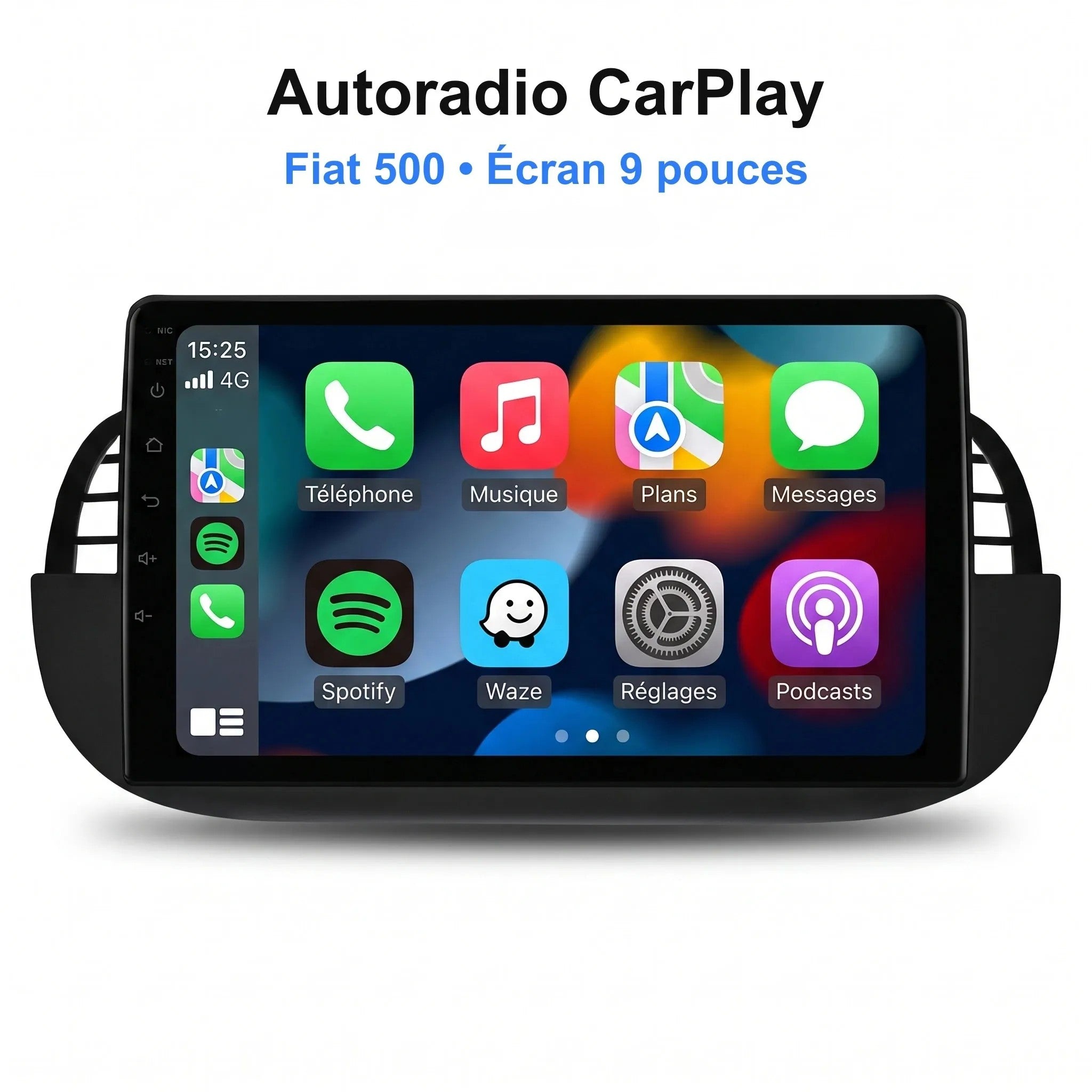 Autoradio CarPlay Fiat 500 Grand Écran (2007-2015)