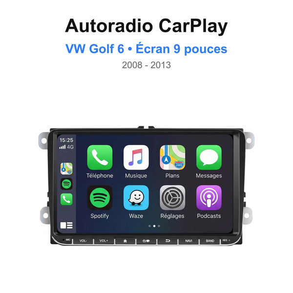 Autoradio CarPlay VW Golf 6 - Écran 9 pouces (2008-2013)