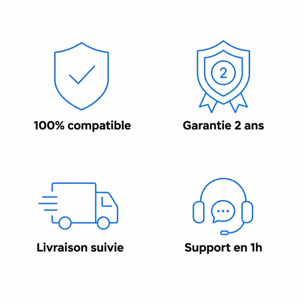 Réassurance CarPlayroad : compatible, garantie 2 ans, livraison suivie, support en 1h