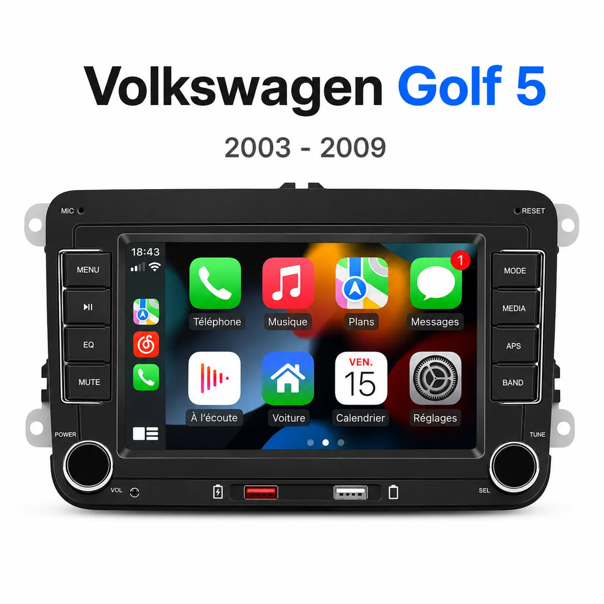 Autoradio CarPlay VW Golf 5 (2003-2009)