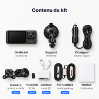 Dashcam voiture Habitacle – 2 ou 3 caméras avant, intérieur et arrière, vision de nuit 11