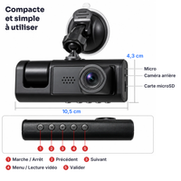 Dashcam voiture Habitacle – 2 ou 3 caméras avant, intérieur et arrière, vision de nuit 10